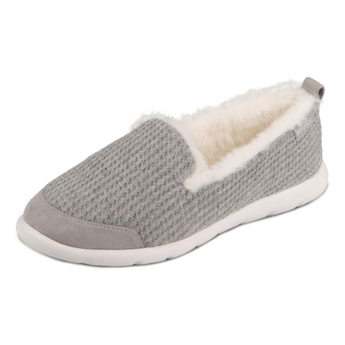 Isotoner Ladies Iso-Flex Waffle Full Back Slipper Grey Extra Image 2